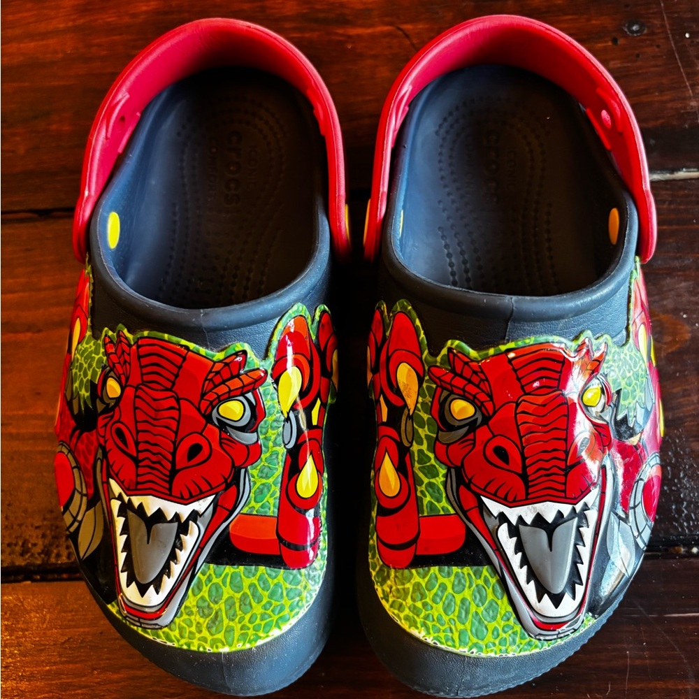 Kids Crocs Red Dinosaur Clogs